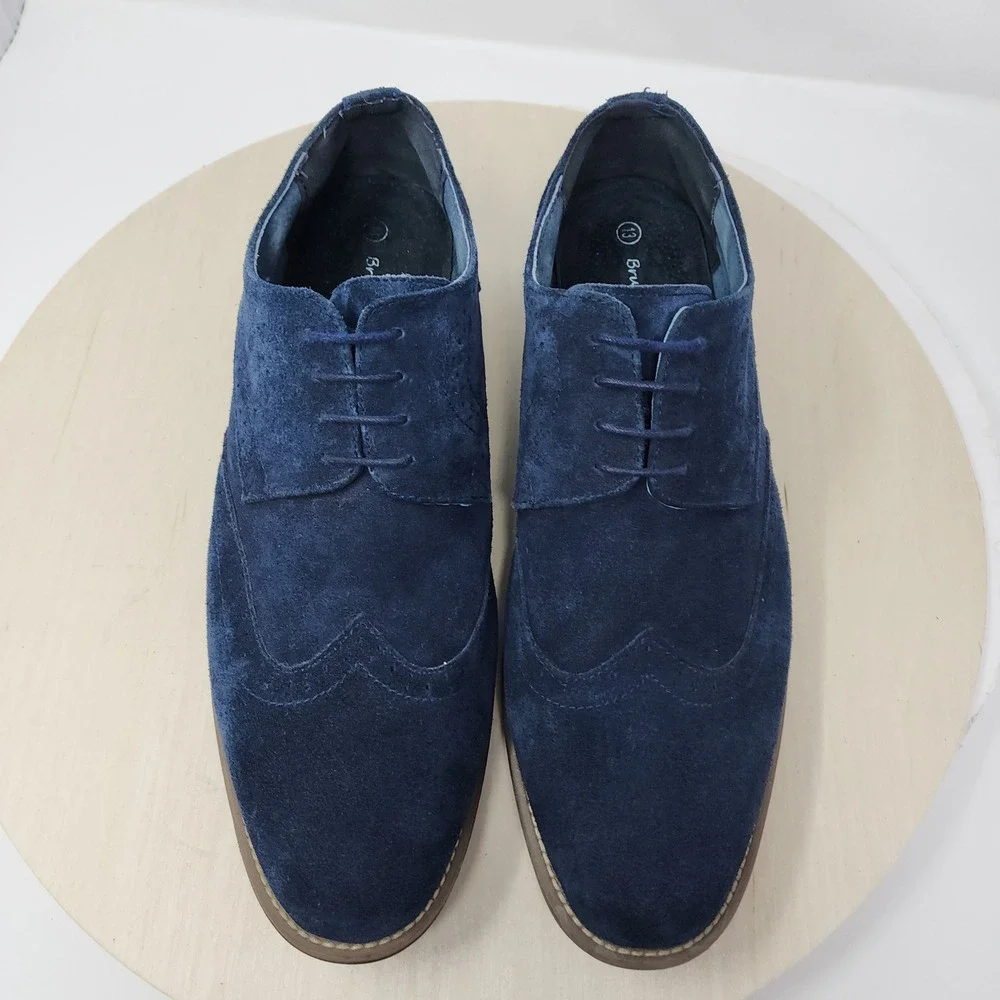 Bruno Marc Blue Suede Shoe‎ 13 Men Urban 08 Wingtip Brogue Oxford Dress Leather